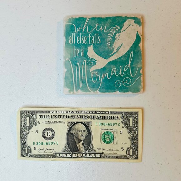 Mermaid coasters for drink Absorbent Ceramic Square coasters nautical coastal - Picture 6 of 7